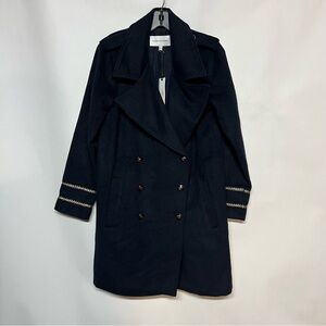 cupcakes & cashmere Navy Trench Coat with Gold Accents